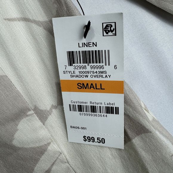 Alfani Floral Linen Cardigan Size Small Long Tan Draped Open Front Ruched Sleeve - Picture 10 of 16